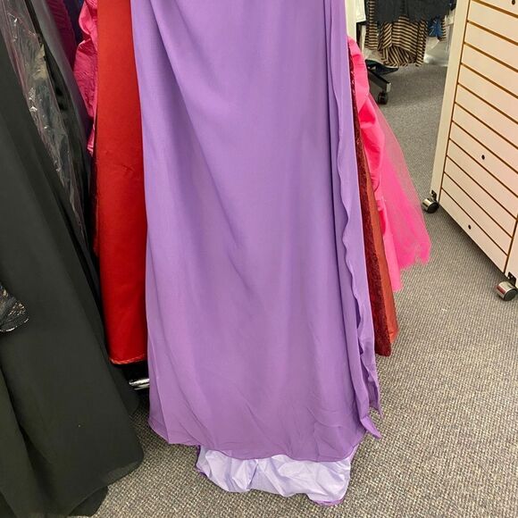 Purple Sz. 8 One Shoulder Beaded Long Dress - Picture 12 of 12